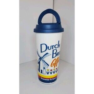 New Dutch Bros Classic Design 16oz Tumbler Plastic Coffee Cup Blue Lid Easygo